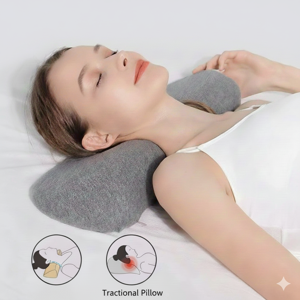 Coussin cervical ergonomique à mémoire de forme : maintien profilé pour une sensation de détente de la nuque. Housse douce et nomade, idéal pour la détente et le voyage.